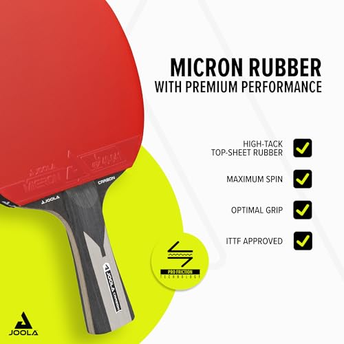 JOOLA Tischtennisschläger Carbon X Pro ITTF genehmigter Profi Wettkampf Tischtennis-Schläger 7 Sterne, 2 MM Schwammstärke, Schwarz/Grau