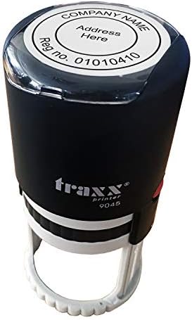 Traxx 9045 Company Custom Made Circular Self Inking Stamp - Large Size 45mm x 45mm Professional Business Rubber Stamp in Black Ink