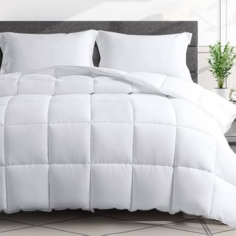 JJDANFILL All Season King Size Bed Comforter - Moment Lightweight Down Alternative Quilted Duvet Insert with 8 Corner Tabs - Winter Warm - Machine Washable (90 * 102, White) Cover