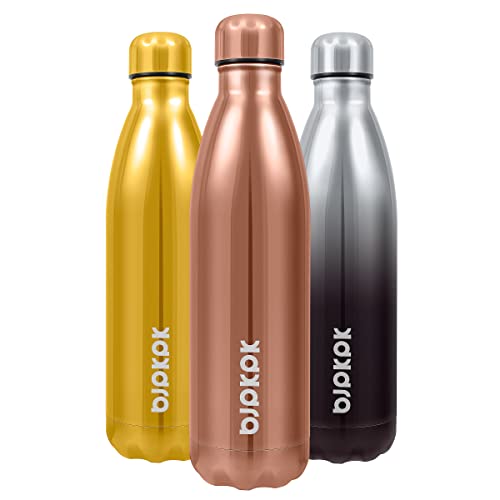 Bjpkpk COLA25SHINE02 25Oz Stainless Steel Insulated Water Bottle Metal Thermos Water Bottle For Travel, Shining Copper cover