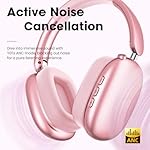Wentronic Y01 Wireless Noise Canceling Headphones Bluetooth 5.3 Over Ear Headphones with Microphone, Hi-Res Audio, 48H Playtime, Foldable Comfortable Earpads,Compatible with iOS,Android,PC, Pink - Image 2