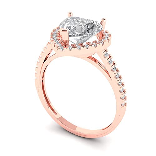 Clara Pucci 2.285 ctw Women's Engagement Ring | 18K Rose Gold | 8mm Heart Cut Moissanite Halo Anniversary Bridal Promise Ring2