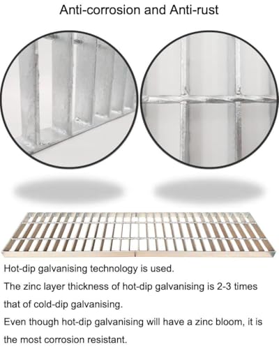 Image of Galvanized Steel Drain Grate, Driveway Channel Cover 40x10 in