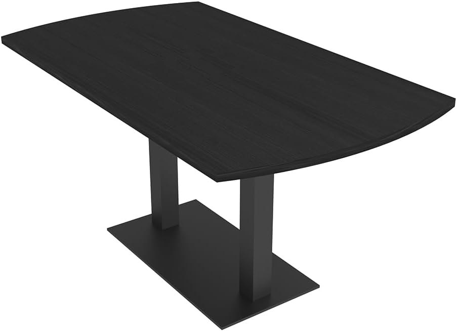 6 Person Arc Rectangle Conference Table |Meeting Table with Brushed Silver Square Metal Base | Harmony Series Meeting Tables for Offices, Training Rooms, and Homes | White Cypress – 5 Ft