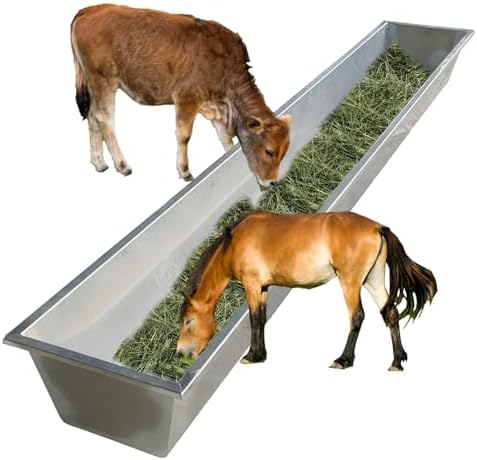 Livestock Feed Trough for Goats, Cattle, and Horses - Waterproof Stainless Steel Feeder Holding 15, or 30 Gallons - Ideal for Sheep Pens and Farms