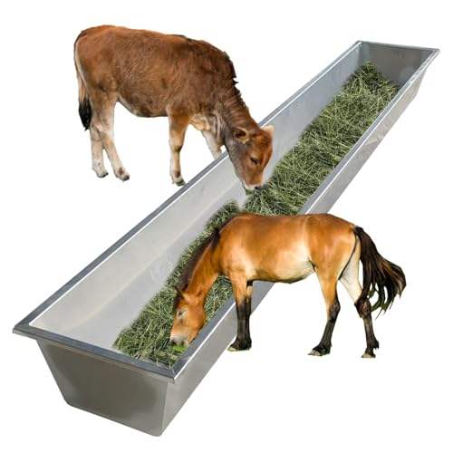 Comedero para ganado, comedero de heno grande para cabras, ganado, caballos, acero inoxidable impermeable, 7-30 galones, uso en granja al aire libre
