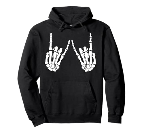 Rock On Rock Star Esqueleto Manos Halloween Disfraz Concierto Sudadera con Capucha