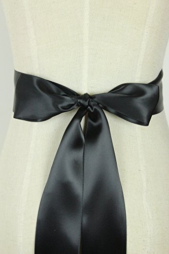 Leimandy Crystals And Two Organza Flowers With Special Design Pearls Wedding Sashs Dress Belts A19A (Black) #TOP3