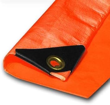 5 x 7 Extra Heavy Duty Orange Tarp 3 Ply Reinforced Canopy 6 oz 12 Mil Canopy Tarp Finished Size 4.6 x 6.6