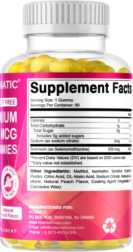 Vitamatic Yeast Free Selenium Gummies 200Mcg As Selenomethionine Supplement Essential Trace Mineral With Superior Absorption 90 Pectin Based Gummies #TOP5