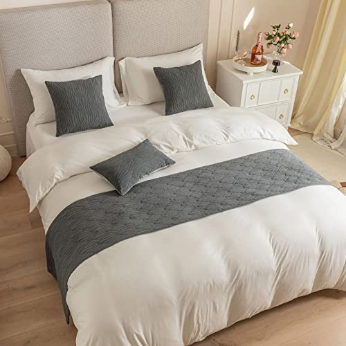 Oiakus Geometric Pattern Bed Flag, Solid Color Bed Scarf, Modern Bed Runner And 3 Pillowcase Bed Cover Scarf Protection Home Bedspread Decoration Bed Towel For Single,Queen,King #TOP1