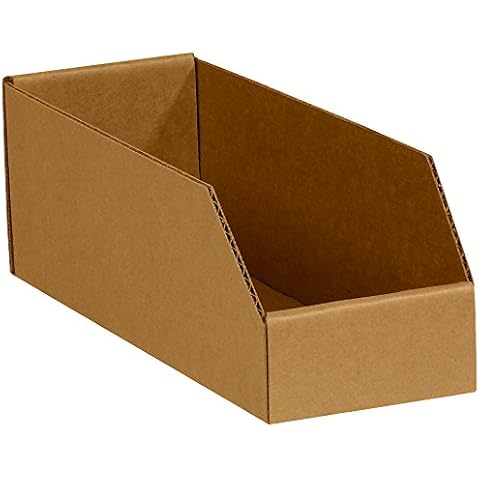 Ship Now Supply SNBINMT412K Open Top Bin Boxes, 4" x 12" x 4 1/2", 4" Width, 4.5" Height, 12" Length, Kraft (Pack of 50) Cover