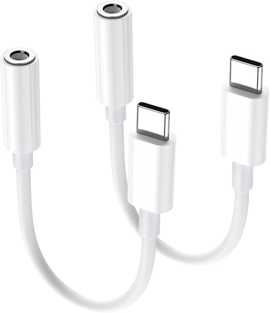 [2 Pack]USB C to 3.5mm Headphone Jack Adapter, Type C to 3.5mm Aux Audio Dongle Cable Cord Earphone Adaptor Compatible with Galaxy S22/ S21/ Note 20/ A53, P50/ P40/ Mate 40, Pixel 6/5, OnePlus, etc