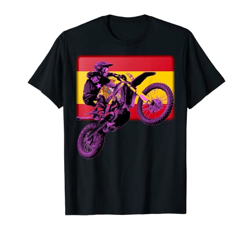 Motocicleta moto piloto retro corredor bandera de España mecánico Camiseta