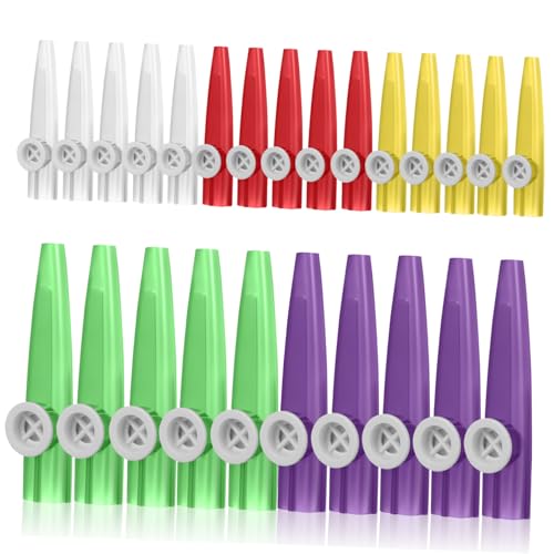BESPORTBLE Lot De 20 Kazoos En Plastique Colorés Pour Garçon Et Filles, Petits Instruments Musicaux Légers Multicolores Adaptés à La Découverte Musicale Fêtes Scolaires