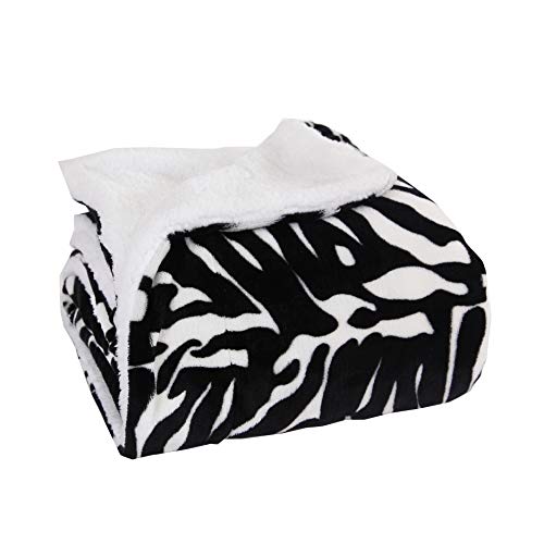 Elegant Comfort Luxury Ultra-Plush Velvet Touch Fleece Throw Soft, Sherpa-Backing Reversible Blanket For Bed, Sofa And Couch, (50 X 60"), Zebra #TOP1