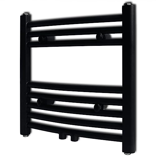 vidaXL Sèche-Serviettes Porte-Serviette à Rails incurvés Noirs 480x480 mm