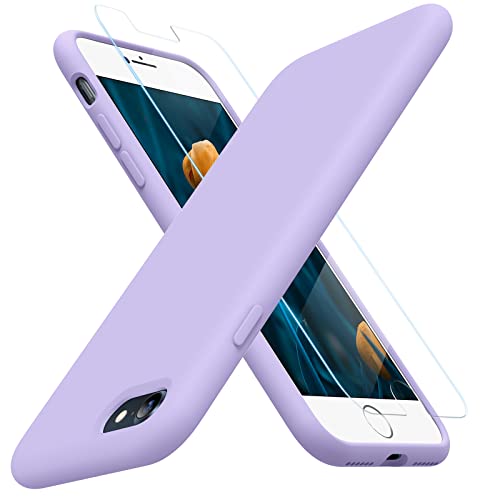 Image of Miracase Ultra Slim Designed for iPhone SE Case 2022(3rd Gen) /iPhone SE 2020 Case(2nd Gen) /iPhone 7 Case /iPhone 8 Case with Screen Protector, Multi-Color Silicone Shockproof Phone Case(Light Purple)