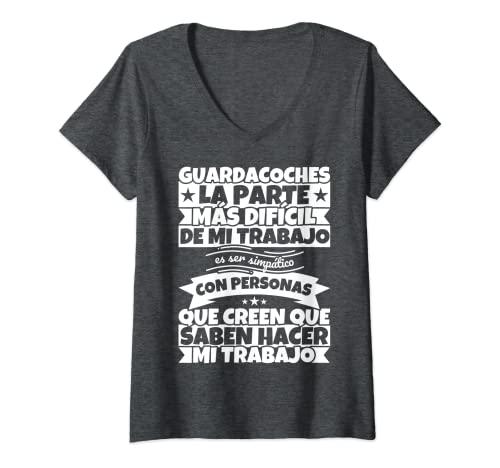 Mujer guardacoches divertido la parte Camiseta Cuello V