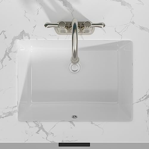 Pia de banheiro com montagem inferior – Pia retangular Sarlai 50,8 x 38,1 cm Pia embaixo moderna de