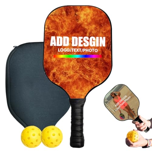 Custom Pickleball Paddles Set of 2 Personalized Pickle Ball Rackets with Photo Text or Logo 7oz Lightweight Fiberglass Pickleball Paddles Gifts for Sport Lover