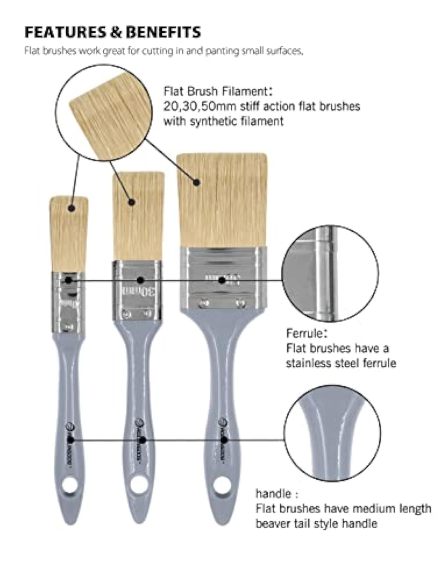 Trim Paint Brush Pointed Round Edge Paint Brush