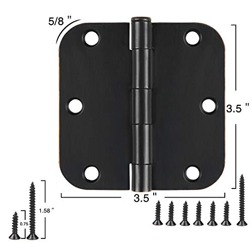 JIW 24 Pack Matte Black Door Hinges 3.5 Inch Rounded 5/8" Radius Corners Interior Hinges 3 1/2" Residential Standard Hardware for Bedroom Bathroom Indoor Doors by JIW - Image 3