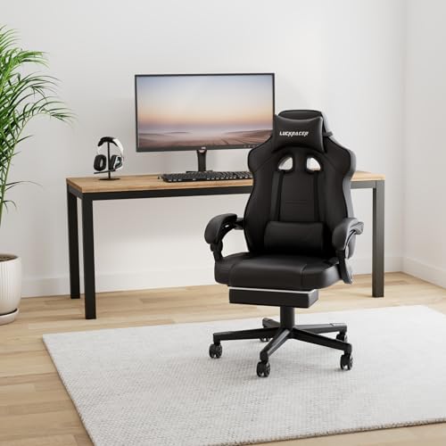 Gaming-Chair-Video-Game-Chairs-Gaming-Computer-Chair-with-Footrest-350Lb-Heavy-Duty-Gaming-Chair-Ergonomic-Office-Chair-Lumbar-Support-for-Adults-High-Back-Swivel-Seat-ReclinerBlack