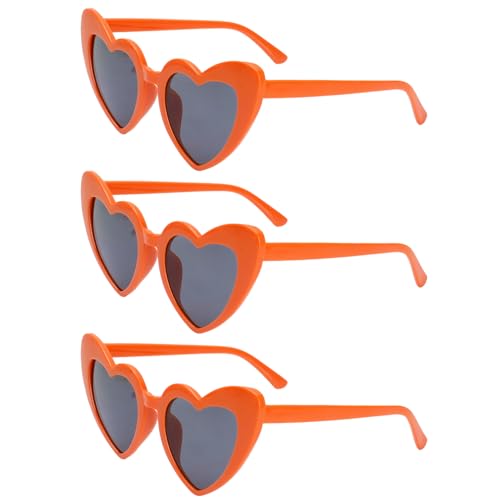 Orange Heart Sunglasses 3 PCS Cat Eye Glasses for Women Halloween Party glasses for Adults Wedding Accessories Bride Sunglasses Birthday Bachelorette Bachelor Easter Halloween Party Accessories