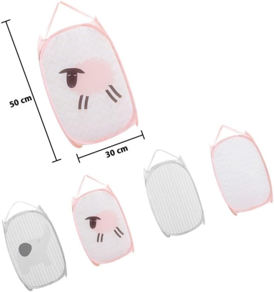 Pop up Mesh Laundry Hamper with Side Pockets Foldable