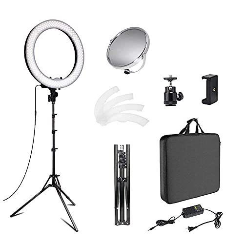 LED-Ringlicht-Kit, dimmbares Selfie-Ringlicht, verstellbare Halterung und Handyhalter, geeignet für Video, Foto, Kamera