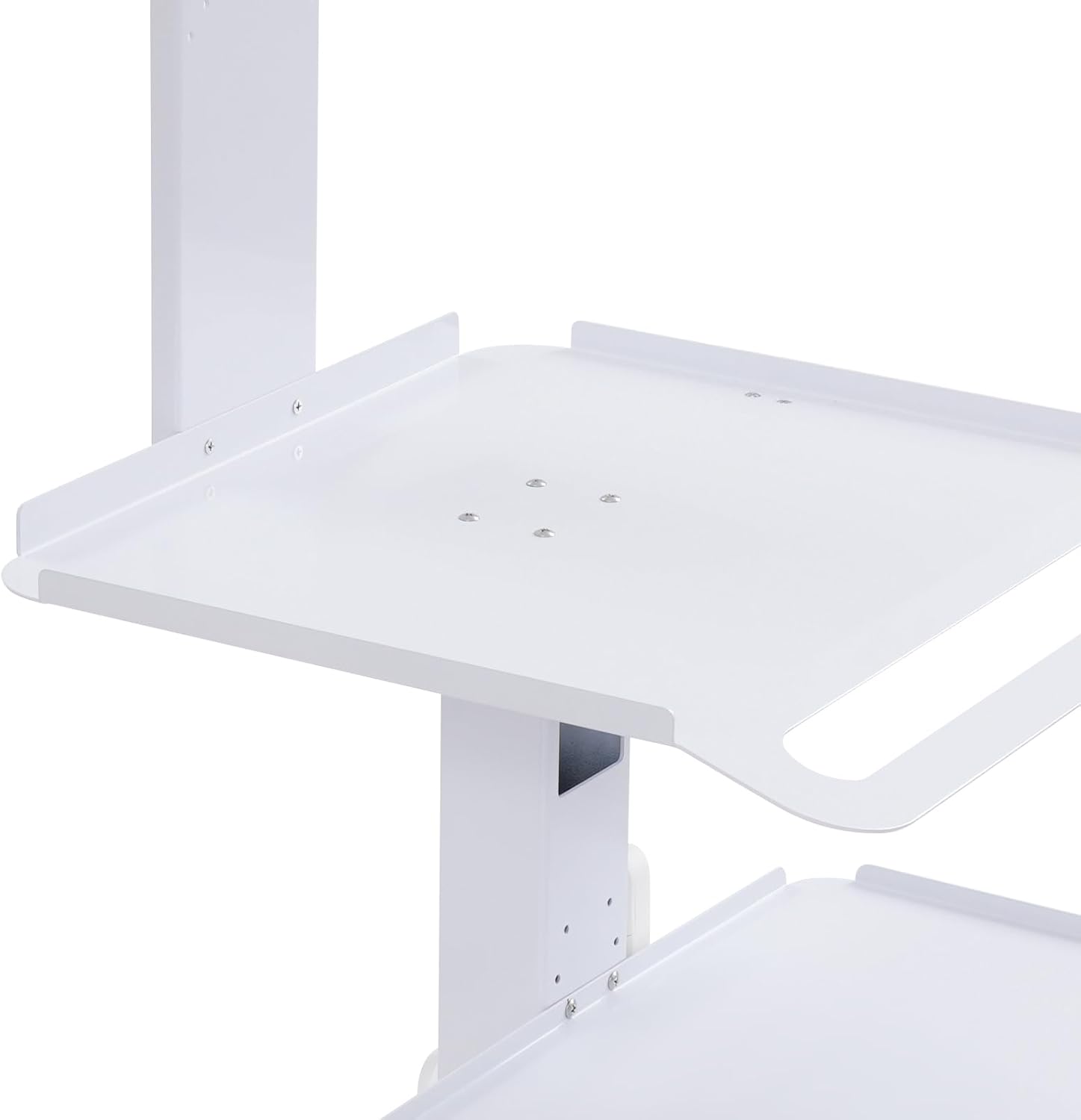 Adjustable Rolling Computer Cart, Mobile PC Standing Workstation with Monitor Mount, Height Adjustable Medical Trolley Cart, 3 Tier Portable Computer Cart for Hospital Clinic Office Home