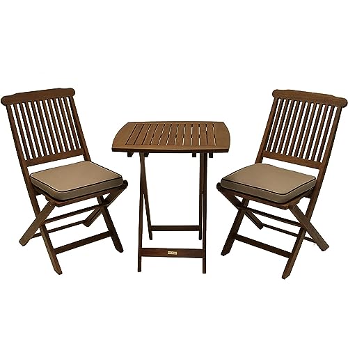 Outdoor Eucalyptus 3-Piece Bistro Patio Set