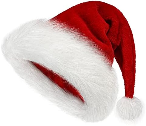 Christmas Hat, Xmas Hat Holiday for Adults Unisex,Velvet Comfort Extra Thicken Classic Fur Santa Hat for New Year Festive Party Christmas Supplies