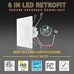 6 Inch Retrofit LED Square Recessed Lighting, CCT 2700-5000K, 4 Pack - Image 4