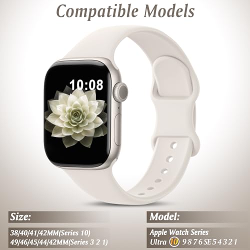 Patenting 10 Pack Sport Bands Compatible with Apple Watch Bands Women Men 40mm 41mm 38mm 45mm 44mm 42mm 46mm 49mm,Silicone iWatch Bands Waterproof Strap for iWatch Series 10 9 8 7 6 5 4 SE Ultra by EOMTAM - Image 4