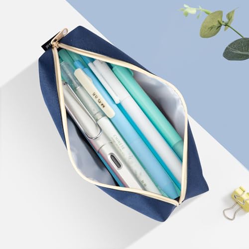 M&G Pencil Case, Large Capacity Pencil Pouch Multi-Use Pencil Case Organizer, Portable Pencil Bags Nylon with Zipper for Makeup Brush Teen Boys Girls Office School (Blue)