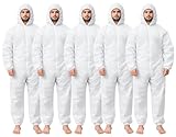 Bahob® 5 Pack Protective Disposable Overall Paper Boiler Suit Coveralls Protection Suit Elasticated hood, Cuffs and Ankles