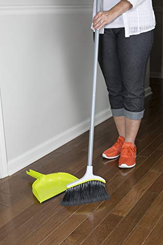 Casabella Basics 2-Piece Angled Broom And Dustpan Cleaning Set, Silver/Green #TOP7