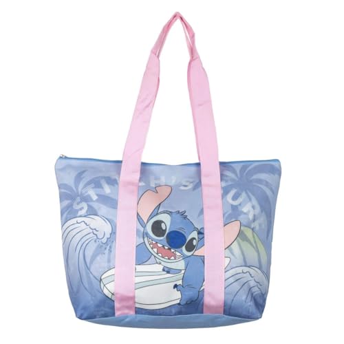 Disney Stitch Bolsa de Playa, Bolsa de Viaje, Bolso de Hombro, Bolsa de Compras, Diseño Stitch Ohana, Regalo para Mujer y Adolescentes | Rosa