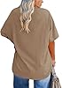 Fisoew Women's Plus Size T-Shirt with V-Neck Short Sleeve Summer Oversize Shirt Basic Loose Top Large Sizes Cotton Tee Tops, 1 Khaki, 4XL #1