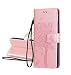 Produktbild GOGME Hülle für Oppo Reno4 5G, Retro Geprägt Muster Design Leder Brieftasche Flip Handyhülle, Kartenfach und Magnet Kartenfach Schutzhülle für Oppo Reno4 5G, Roségold