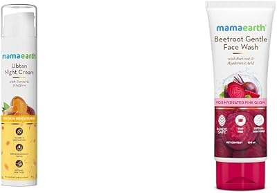 Ubtan Night Cream for glowing skin with Turmeric Saffron for Skin Brightening – 50 g Mamaearth Beetroot Gentle Face Wash Hyaluronic Acid For Hydrated Pink Glow 100Ml