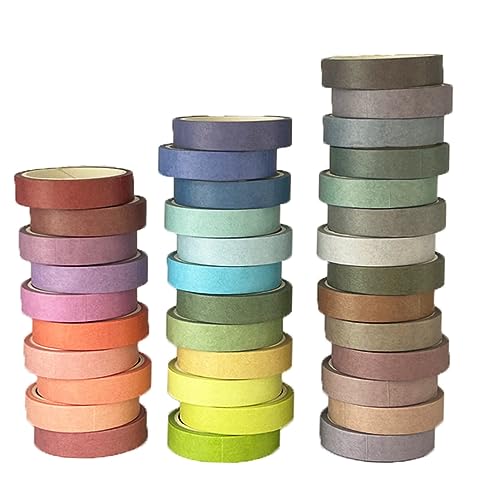 Maartla Conjunto de 36 Rolos de Fita Washi, Fita Washi Pastel, Fita Adesiva Colorida de 10 Mm de Lar