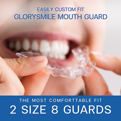 Glorysmile Mouth Guard For Clenching Teeth At Night, Upgraded Night Guards For Teeth Grinding, Pack Of 8 Moldable Mouth Guard Stops Bruxism And Teeth Clenching 2 Sizes With Two Travel Cases #TOP2