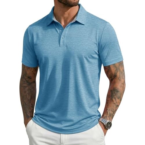 MAGCOMSEN Men's Short Sleeve Polo Golf Shirts 3-Button Moisture Wicking Athletic T-Shirts Casual Collared Shirt