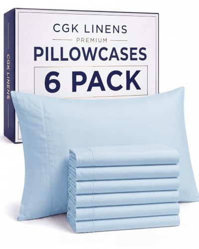 King Pillow Cases - 6 Pack Soft Pillowcase Covers - 20" x 40" (Sky Blue) | Envelope Enclosure, Hotel Quality Pillow Protectors, Soft, Cooling & Breathable, Wrinkle & Fade Free, Machine Washable, Comfy