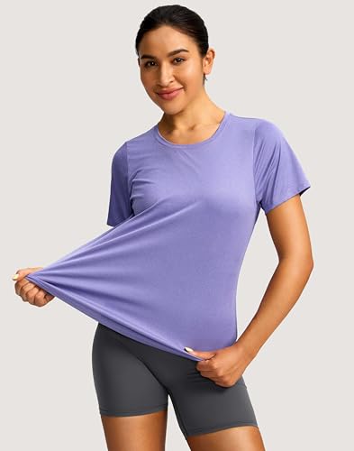 Image of Women's Short Sleeve Workout Shirts UPF 50+ Sun Protection T-Shirts Quick Dry Breathable Gym Running Hiking Tops for Women