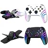 VidPPluing 2 Pack Switch Controllers with Charging Dock, RGB Switch 2 Controller for Nintendo Switch 1/2/Lite/OLED, Wireless Pro Controller with Motion Sensor/Vibration/Turbo/Wakeup Function