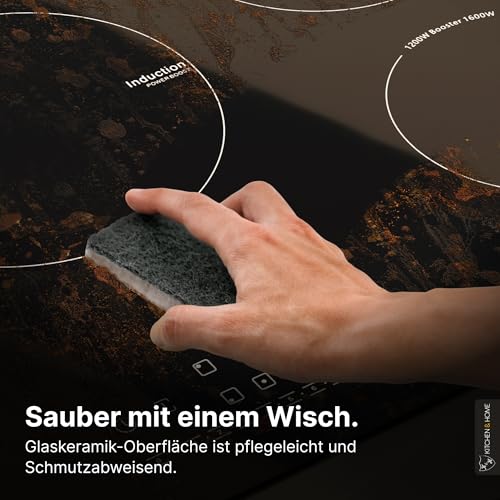 Foto von K&H Induktionskochfeld 80-IN-9200FLX [5 ZONEN] - Induktionskochplatte - Induktionsherdplatte Sensor Touch Steuerung - Kochfeld Induktion - Autark zum Einbau - 80CM - 9200 Watt - 17 Leistungsstufen